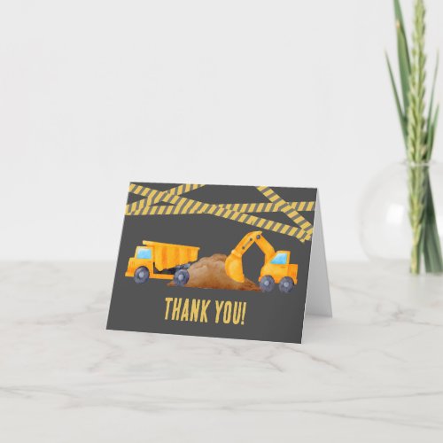 Build the Fun Construction Building Theme Party Thank You Card