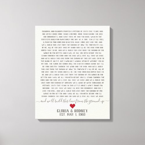 Build this love from the ground up anniversary gif canvas print