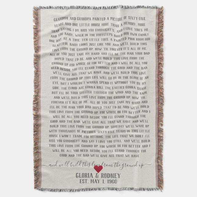 Build this love from the ground up anniversary gif throw blanket (Front Vertical)