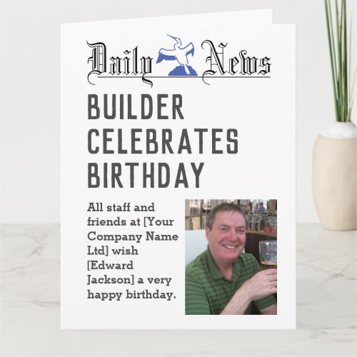 Builder Birthday Card to Personalise