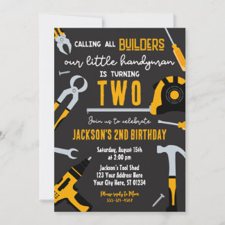 Builder Birthday Invitation, Handyman Invitation