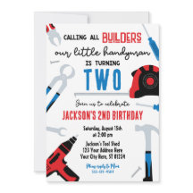 Builder Birthday Invitation, Handyman