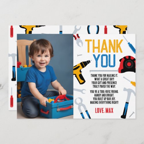 Builder Birthday Thank You Card Tools Thank You Invitation