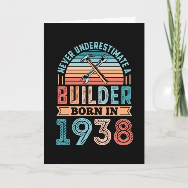 Builder born in 1938 90th Birthday Gift Building Card (Front)