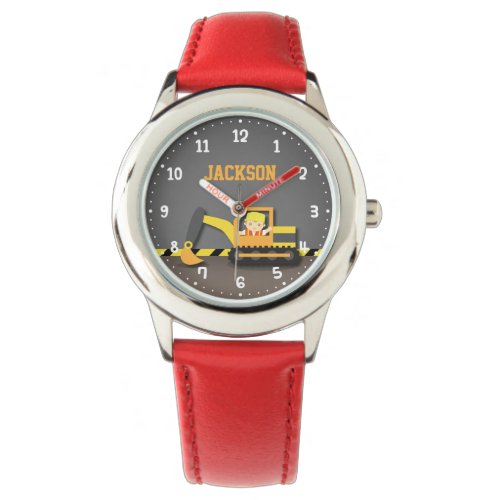 Builder Boy Orange Excavator Construction Vehicle Watch