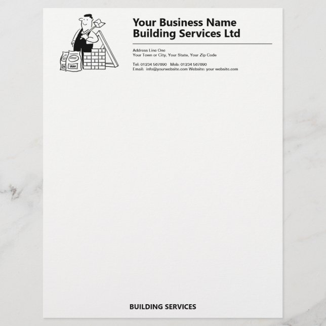 Builder & Building Services Business Letterhead (Front)