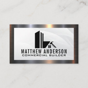 Builder Commercial Real Estate Logo Metal Border Business Card