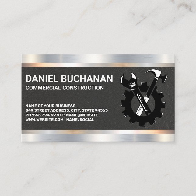Builder Construction | General Contractor Tools Business Card (Front)