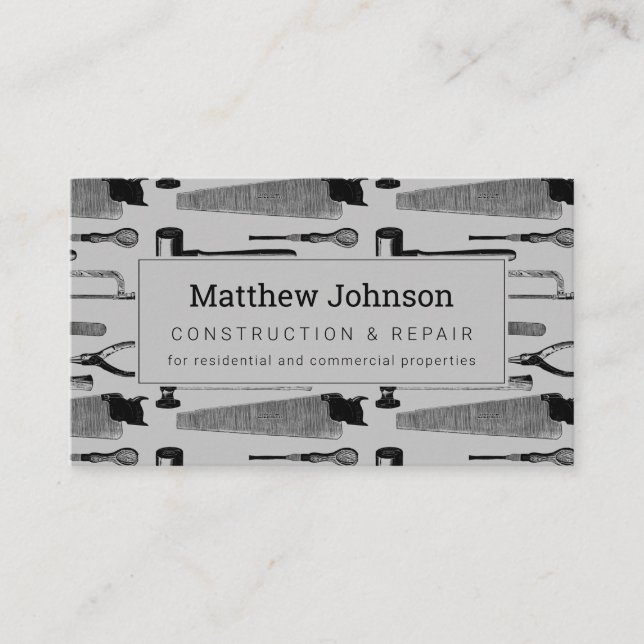 Builder Construction Professional Modern Gray  Business Card (Front)