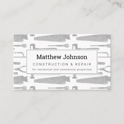 Builder Construction Professional Modern White Business Card