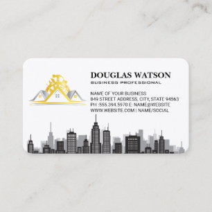 Builder Contractor Logo   City Skyline Business Card