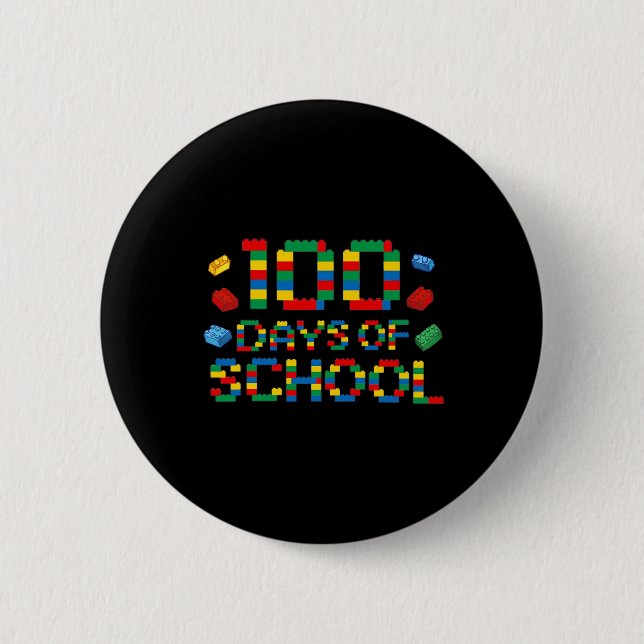 Builder Fun Blocks 100th Day Of School For Boys  Button (Front)