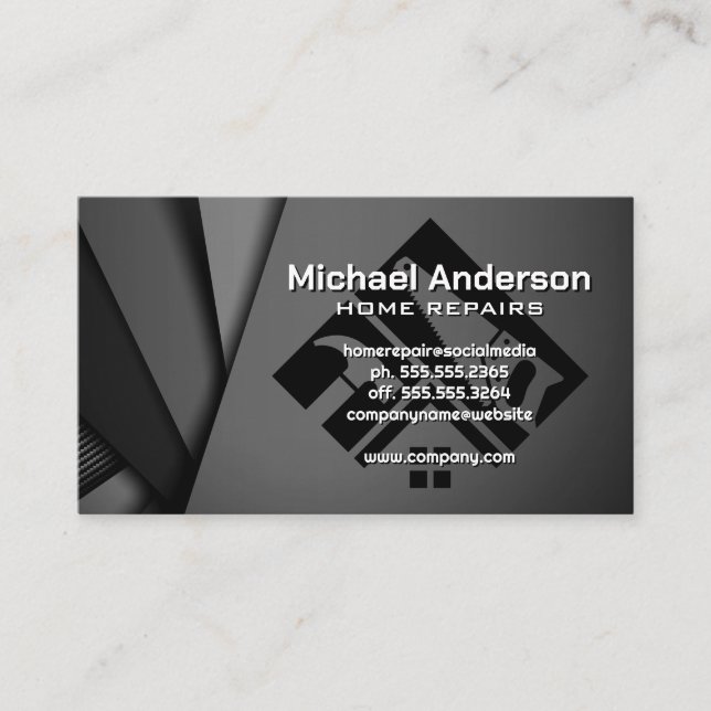 Builder Icons | Gray Black Background Business Card (Front)