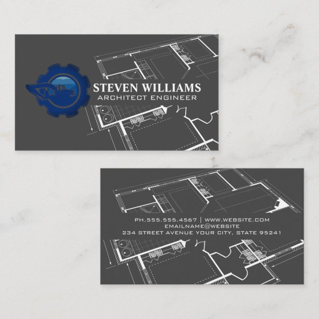Builder Logo | Blueprint  Business Card (Front/Back)