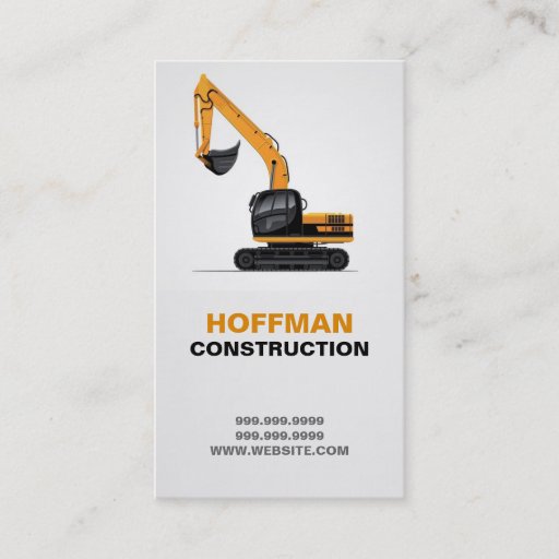 Customizable Builder Manager Construction Excavators Business Card Template