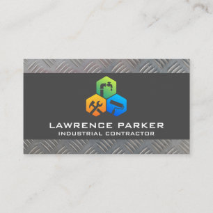 Builder Repair Icons   Construction   Steel Metal Business Card