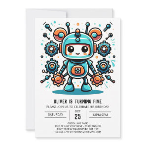 Builder Robot Birthday Invitation