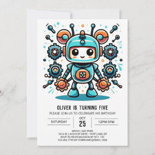 Builder Robot Birthday Invitation