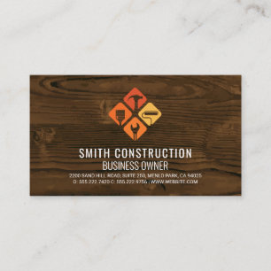 Builder Tools Logo Home Repair Wood Business Card