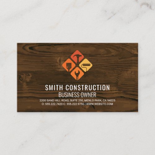 Builder Tools Logo | Home Repair | Wood Business Card