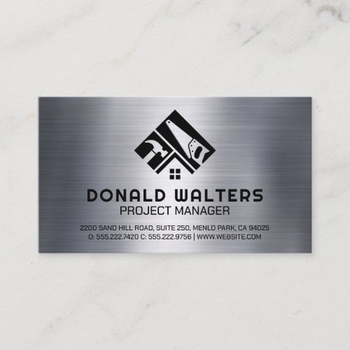 Builder Tools Logo  Metallic Brushed Business Card
