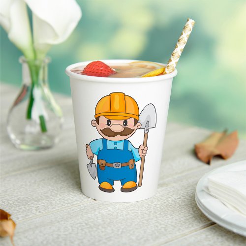 Builder With A Shovel Paper Cups
