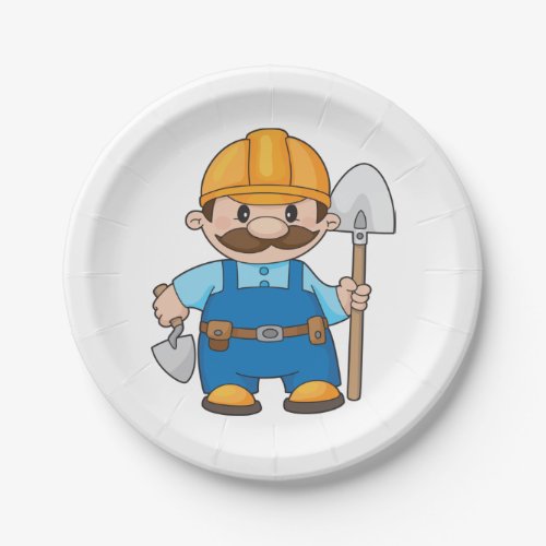 Builder With A Shovel Paper Plates