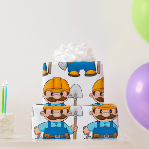 Builder With A Shovel Wrapping Paper