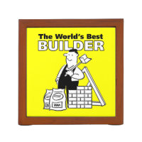 Builder with Building Materials. Building Company Pencil Holder