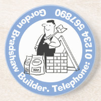 Builder with Building Materials. Building Trade Coaster