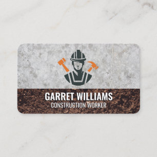 Builder Worker Logo Concrete and Dirt Business Card