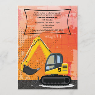 Builder's Backhoe Invitation