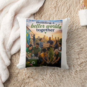 Building a Better World Together Throw Pillow