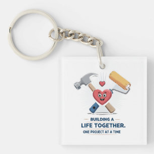 Building A Life Together Cute DIY Couple Home Keychain