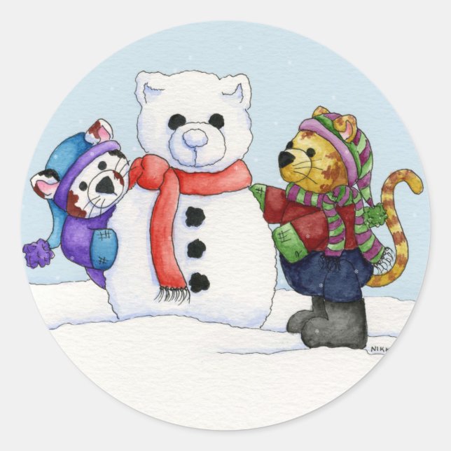 Building A Snow Cat Sticker (Front)