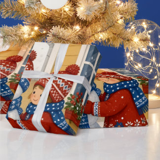 Building a Snow man wrapping paper