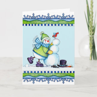 Building a Snowman - Greeting Card