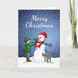 Building a Snowman Holiday Card