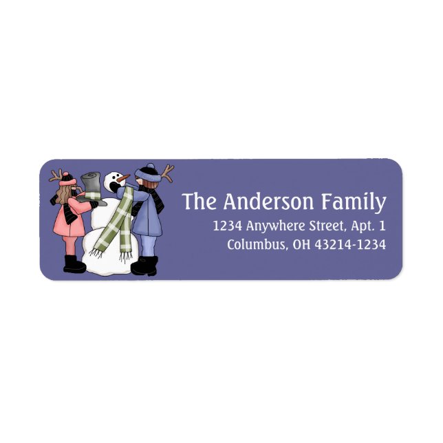 Building a Snowman Winter Return Address Label (Front)