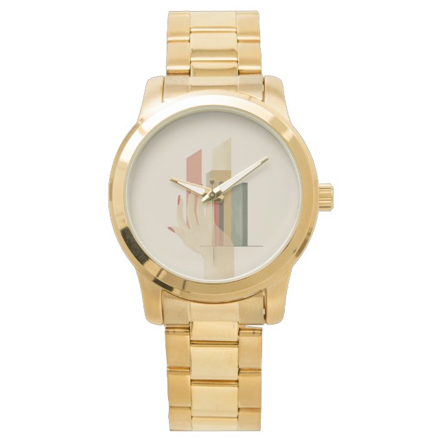 Building Artist Oversized Gold Bracelet Watch (Front)