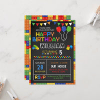 Building Block Birthday Invitation, Puzzle Invite