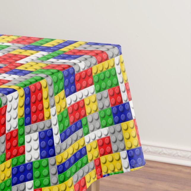 Building Block Boy's Birthday Party Tablecloth (In Situ)