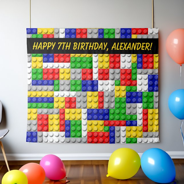 Building Block Bricks Boys Birthday Party Backdrop (building blocks boys birthday party backdrop photo booth)