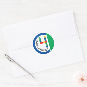 Building Block Party Stickers for 4th Party