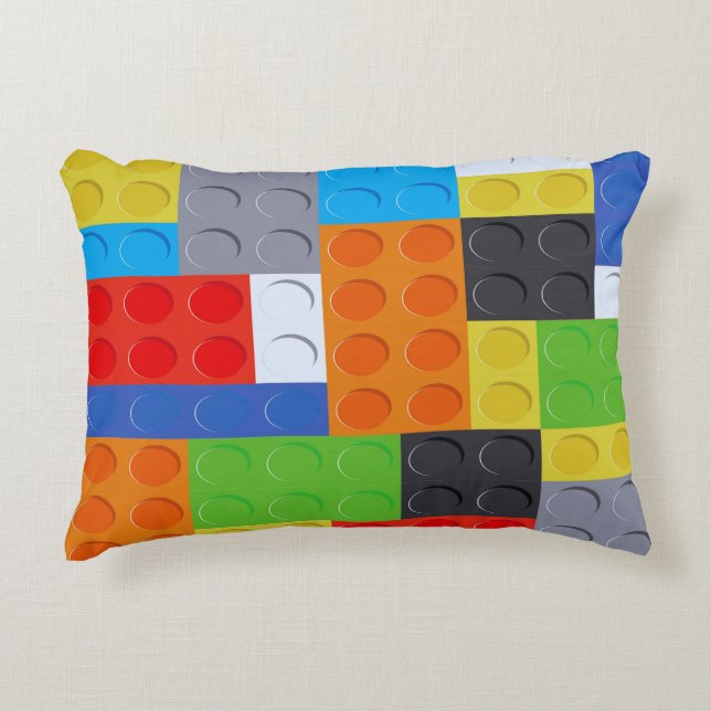 Building block red blue green yellow orange accent pillow (Front)