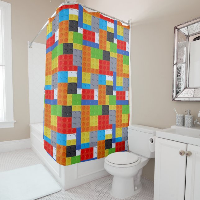 Building block red blue green yellow orange  shower curtain (In Situ)