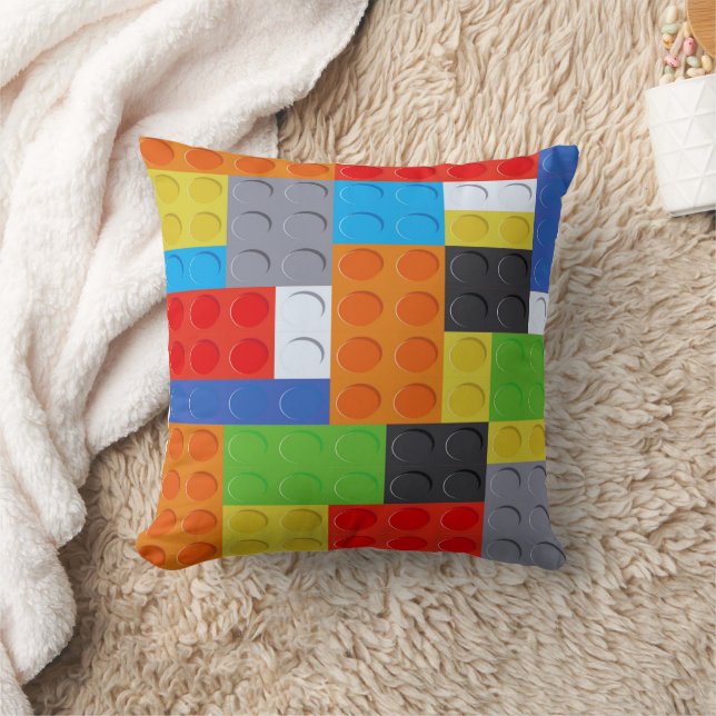 Building block red blue green yellow orange throw pillow (Blanket)