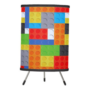 Building block red blue green yellow orange tripod lamp