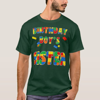 Building Block Sister Of Birthday Boy Colorful T-Shirt