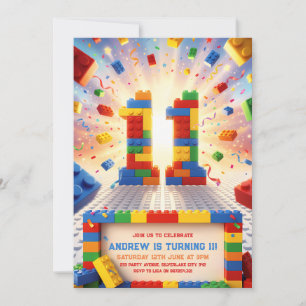 Building Blocks 11th Birthday Invitation